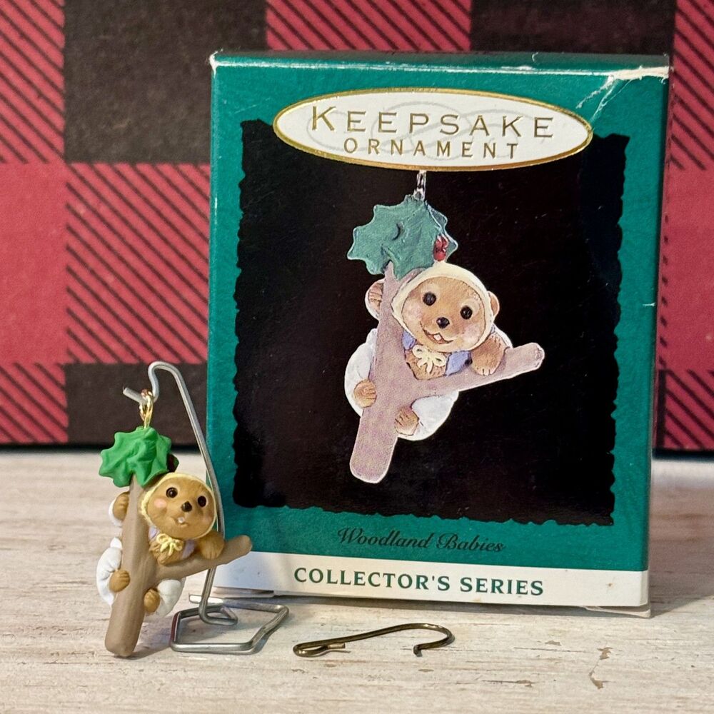 1993 Hallmark Woodland Babies #3 Vintage Christmas Miniature Keepsake Ornament